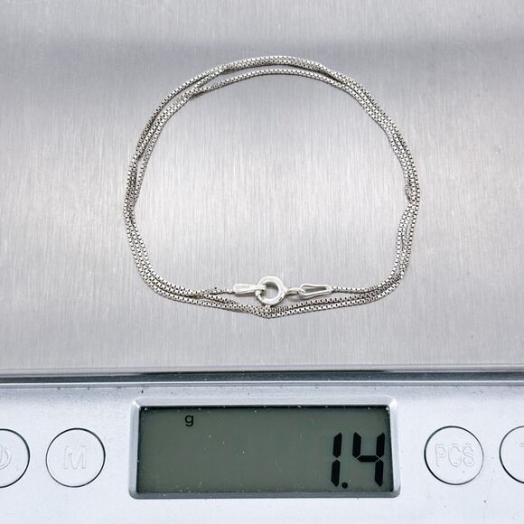 Box Chain Necklace | Vintage Italy Sterling Silver 925 | 18" - Picture 3 of 3